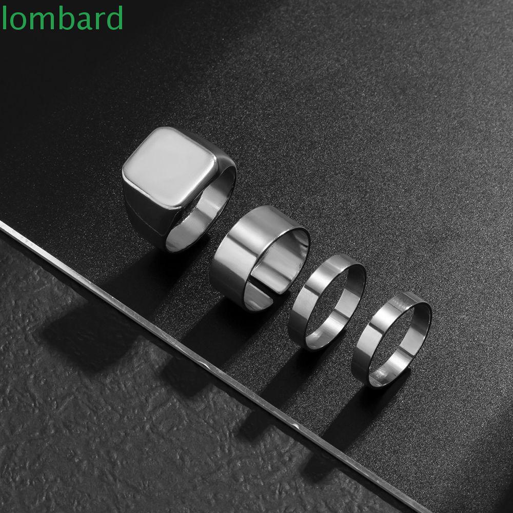 LOMBARD Bộ Nhẫn Thiết Kế Đơn Giản Phong Cách Retro Hàn Quốc Cá Tính