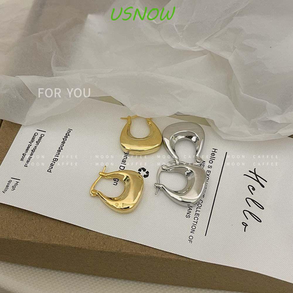 USNOW Bông Tai Mạ Bạc Dáng Dài Thiết Kế Đơn Giản Thời Trang Cho Nữ