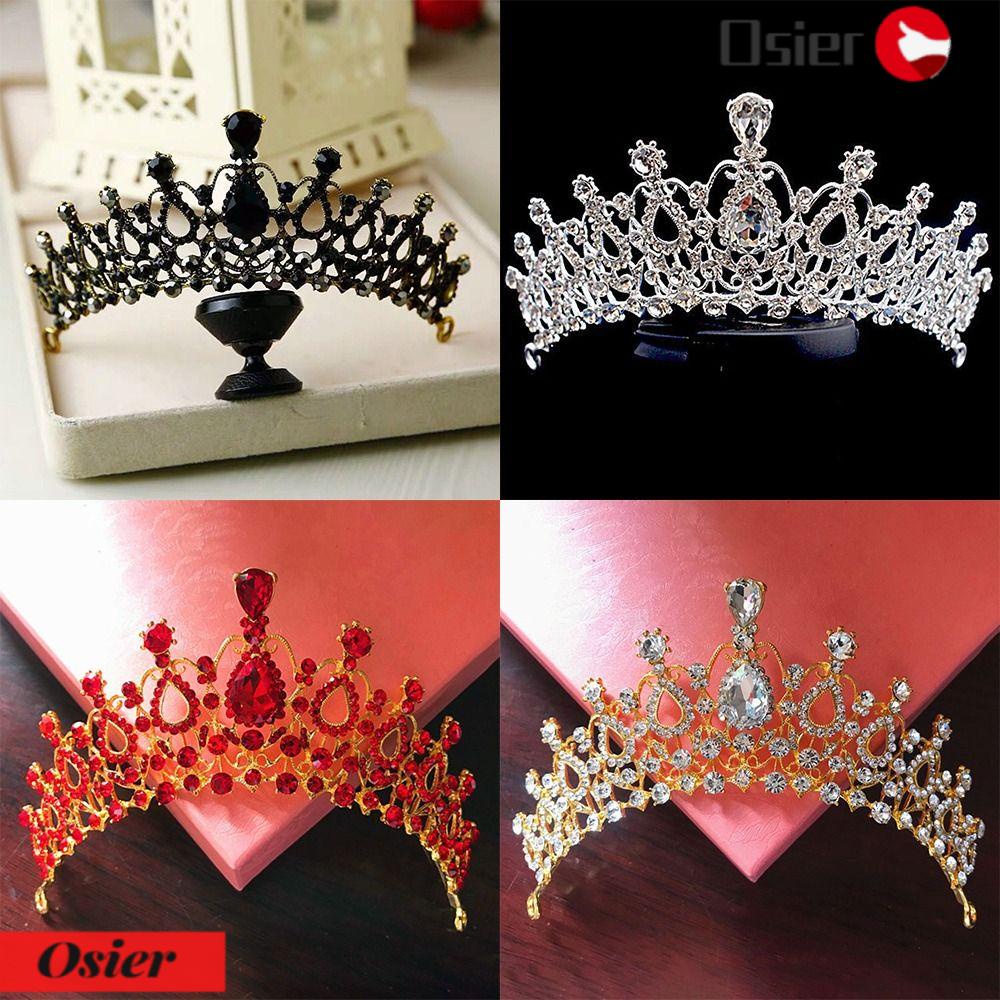 OSIER1 Vương Miện Cài Tóc Đính Kim Cương Giả Màu Bạc Cho Nữ