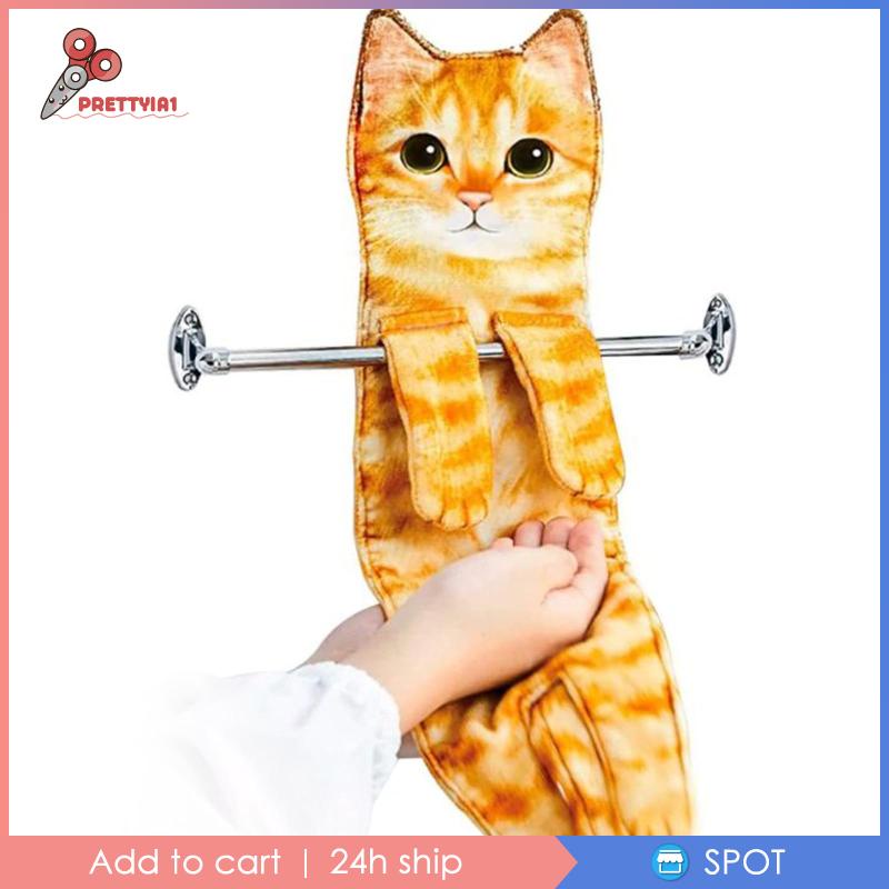 Khăn Lau Tay Mềm Mại Thấm Hút Tốt In Hình Mèo Dễ Thương