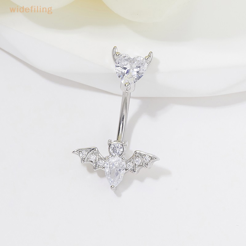 Khuyên Rốn Bằng Thép Không Gỉ Đính Đá Zircon Màu Bạc Hình Dơi Thời Trang Quyến Rũ Cho Nữ