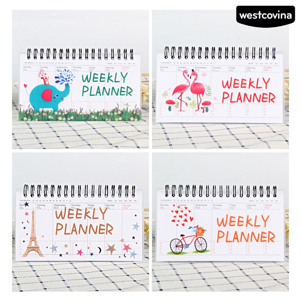 [WSTN]✎Set 50 Tờ Giấy PP Sắp Xếp Kế Hoạch Hàng Tuần Họa Tiết Hoạt Hình Bằng Kim Loại