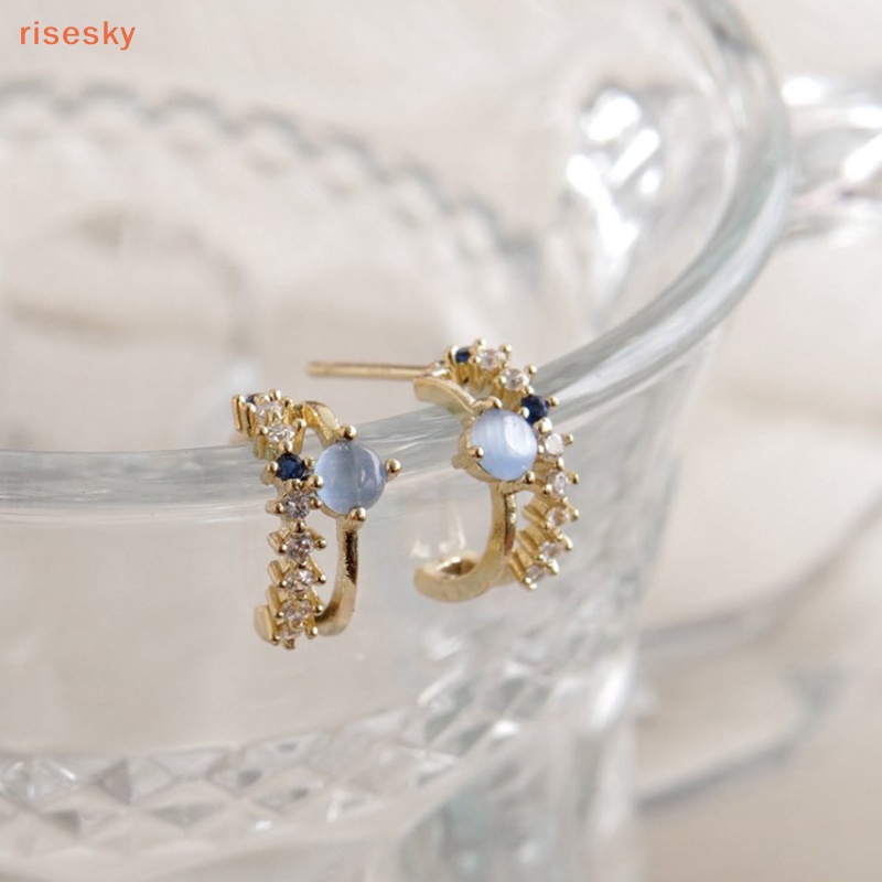 Bông Tai Đính Đá Zircon Ngọc Trai Thời Trang Hàn Quốc Dành Cho Nữ