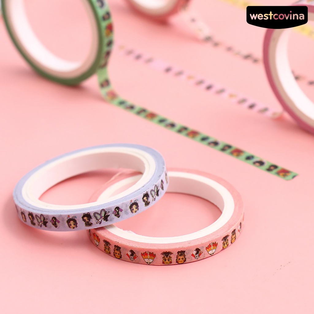 [WSTN]✎Bộ 2 Cuộn Băng Keo Giấy Washi Tự Dính Họa Tiết Demon Slayer Trang Trí Sổ Tay