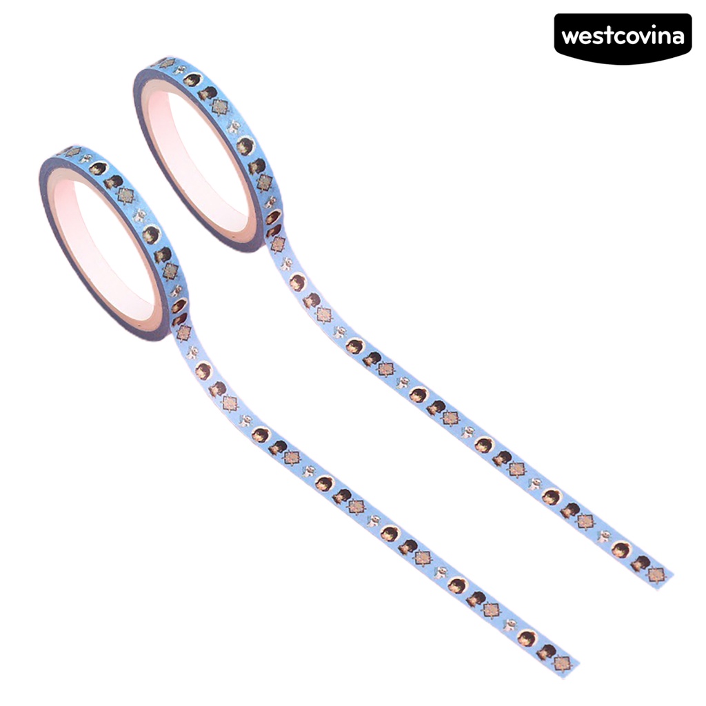 [WSTN]✎Bộ 2 Cuộn Băng Keo Giấy Washi Tự Dính Họa Tiết Demon Slayer Trang Trí Sổ Tay