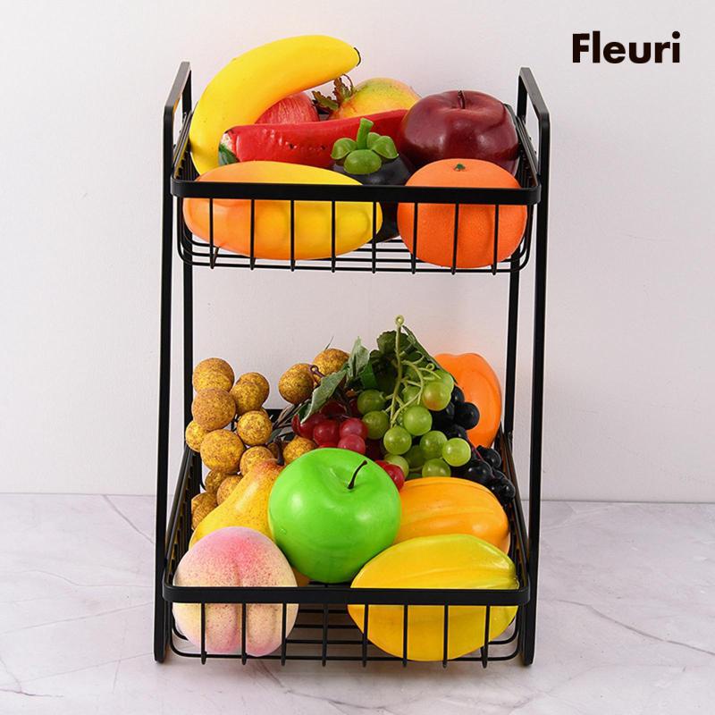 Giá Đỡ Trưng Bày Rau Củ Quả 2 Tầng Đa Chức Năng Cho Nhà Bếp