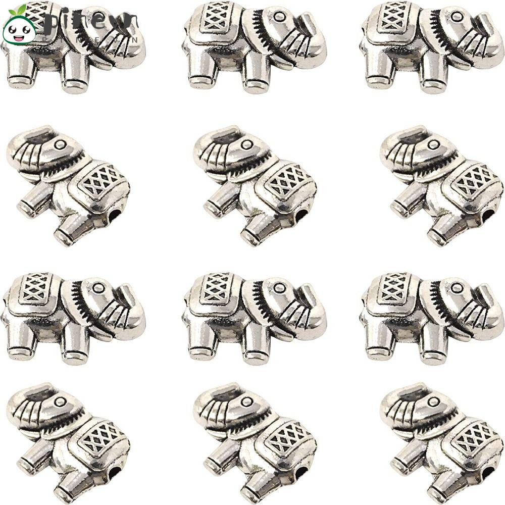 PINEVN Bộ 100 Hạt Xỏ Lỗ Hình Voi Kích Thước 8x12mm Dùng Để Làm Trang Sức Thủ Công