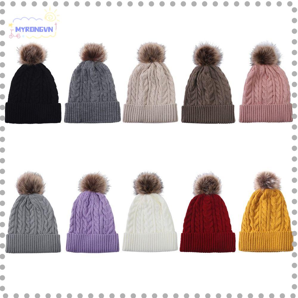 MYRONGVN Mũ Len Màu Sắc Nhã Nhặn Giữ Ấm Cho Nữ