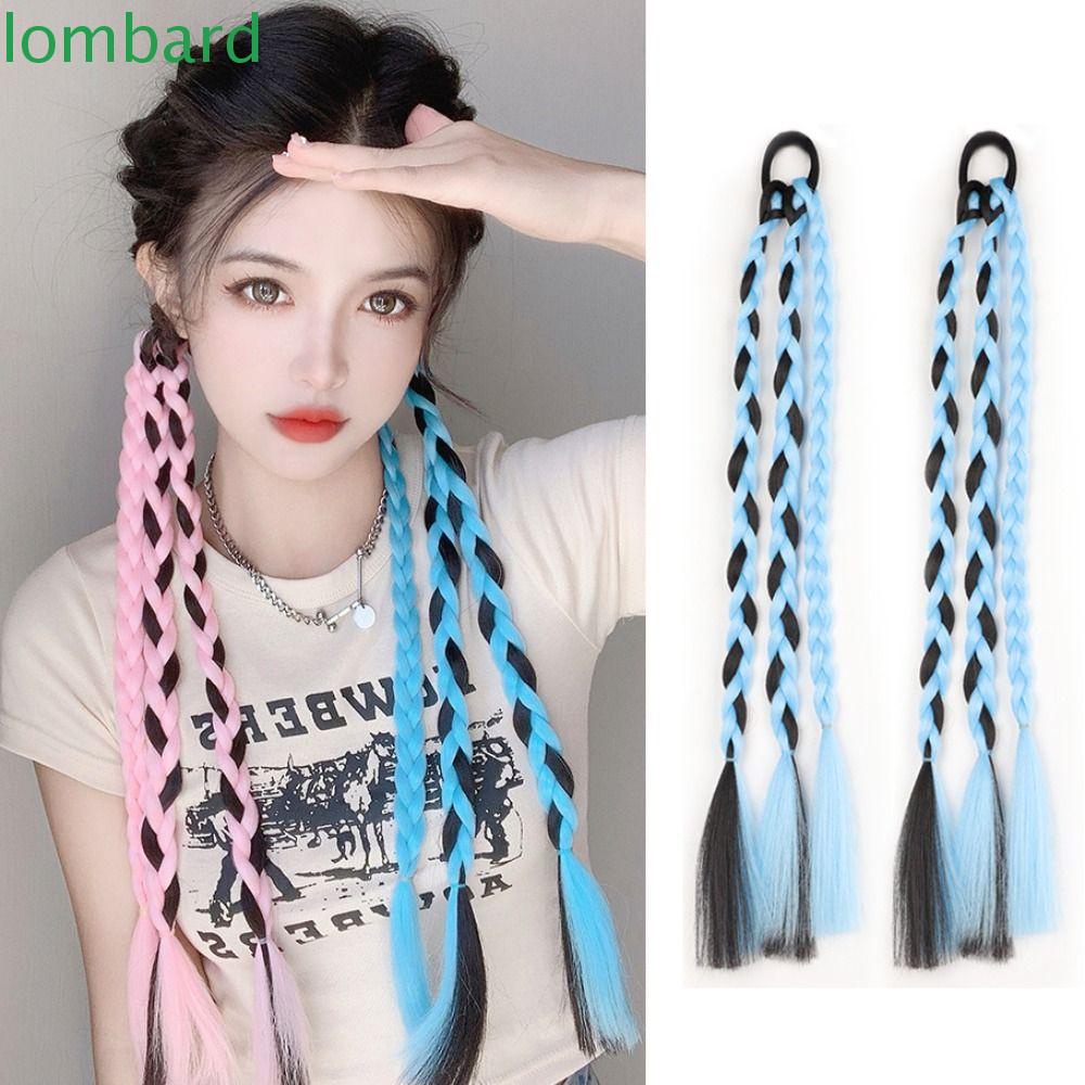 LOMBARD Bím Tóc Giả Màu Hồng Dạ Quang Thời Trang Cho Nữ