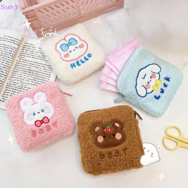 Sun1 &gt; Túi Đựng Khăn Giấy Vệ Sinh / Mỹ Phẩm Tampon Bằng Lông Nhung Hình Thỏ Hồng Nhỏ Nhắn Dành Cho Bạn Nữ Mang Đi Du Lịch