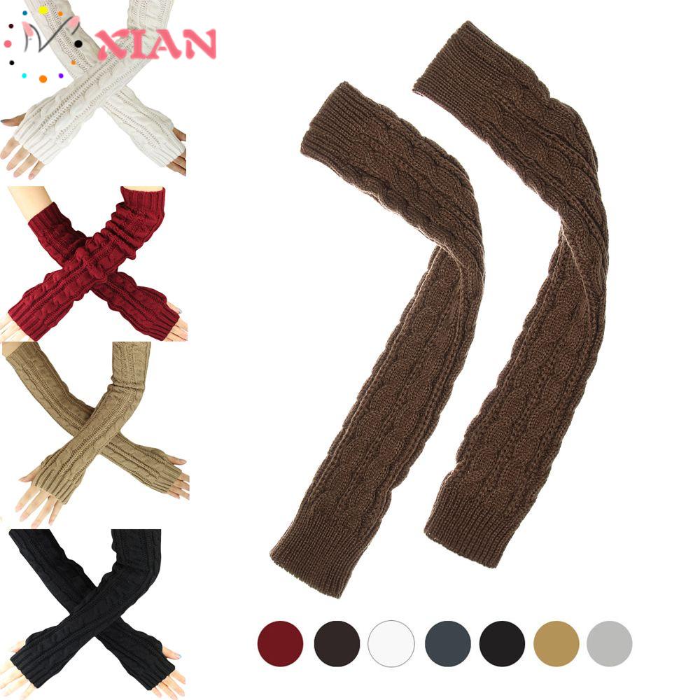 XIANTIN Găng Tay Dài Hở Ngón Giữ Ấm Thời Trang