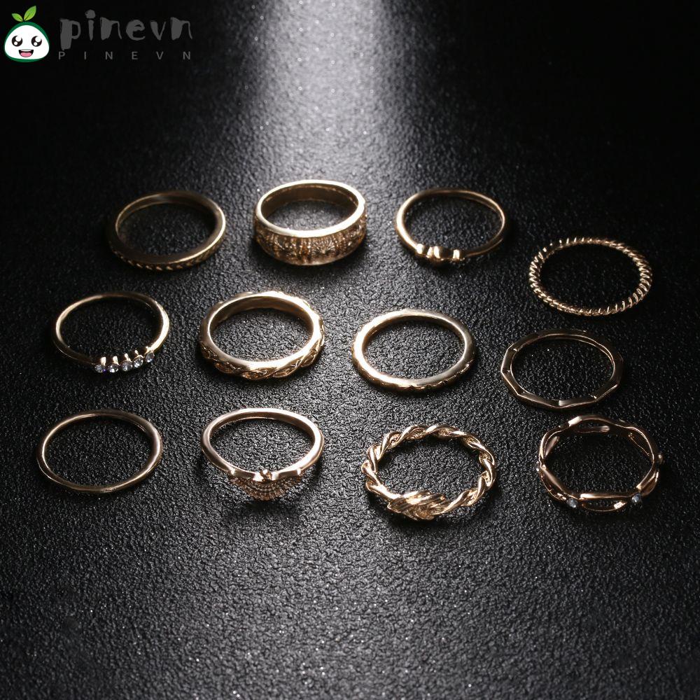 PINEVN Bộ 12 Nhẫn Đeo Đốt Ngón Tay Thiết Kế Mới Thời Trang Dành Cho Nữ