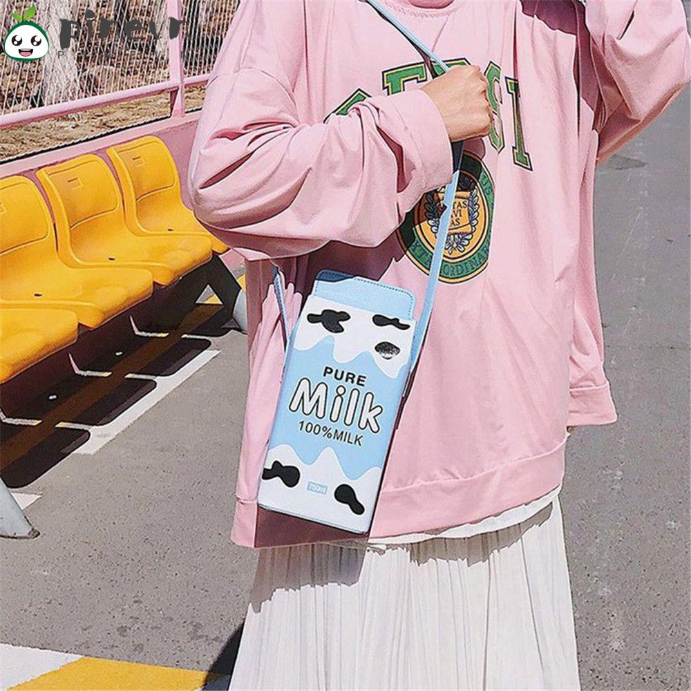 PINEVN Túi Đeo Vai Đựng Hộp Sữa Socola Họa Tiết Hoạt Hình Dễ Thương Cho Nữ