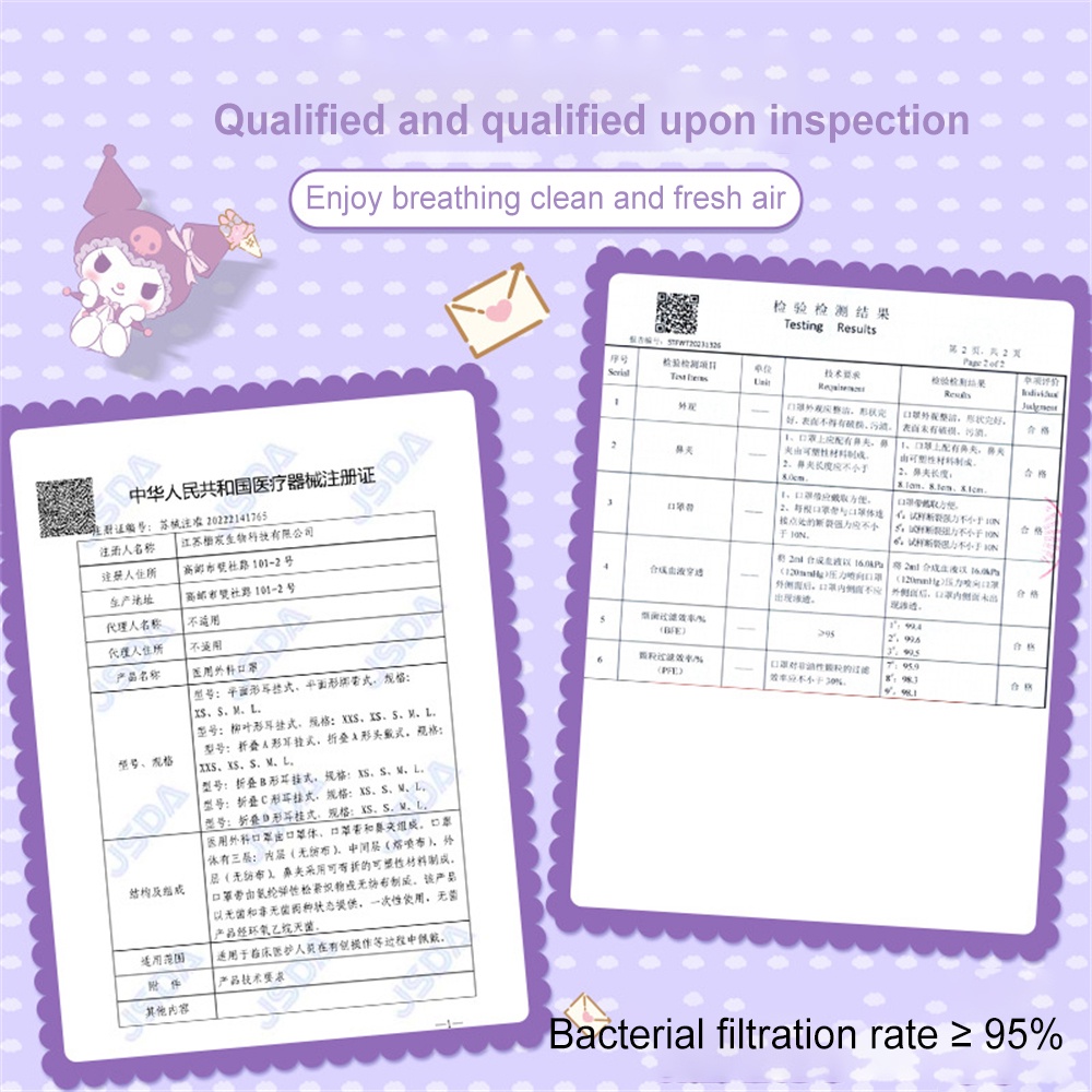 30 cái/hộp Khẩu trang 3d 3ply cho bé gái Khẩu trang trẻ em từ 0-14 tuổi Khẩu trang dùng một lần Đóng gói độc lập Mặt nạ hoạt hình Sanrio Kuromi Cinnamoroll