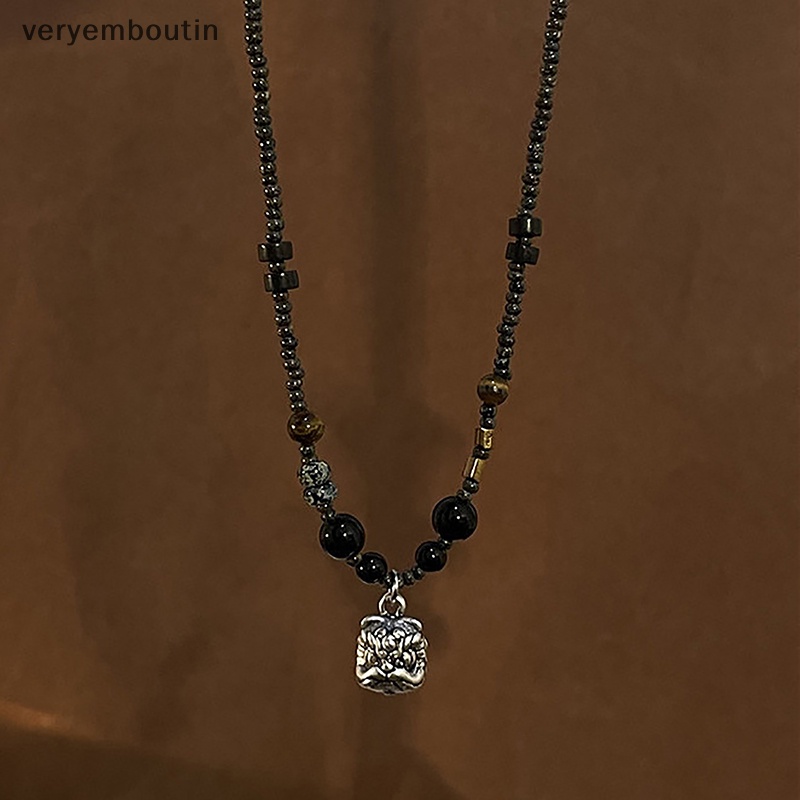 Vòng Cổ Chuỗi Hạt Mặt Sư Tử May Mắn Phong Cách Trung Hoa Cổ Điển Dành Cho Nam Nữ