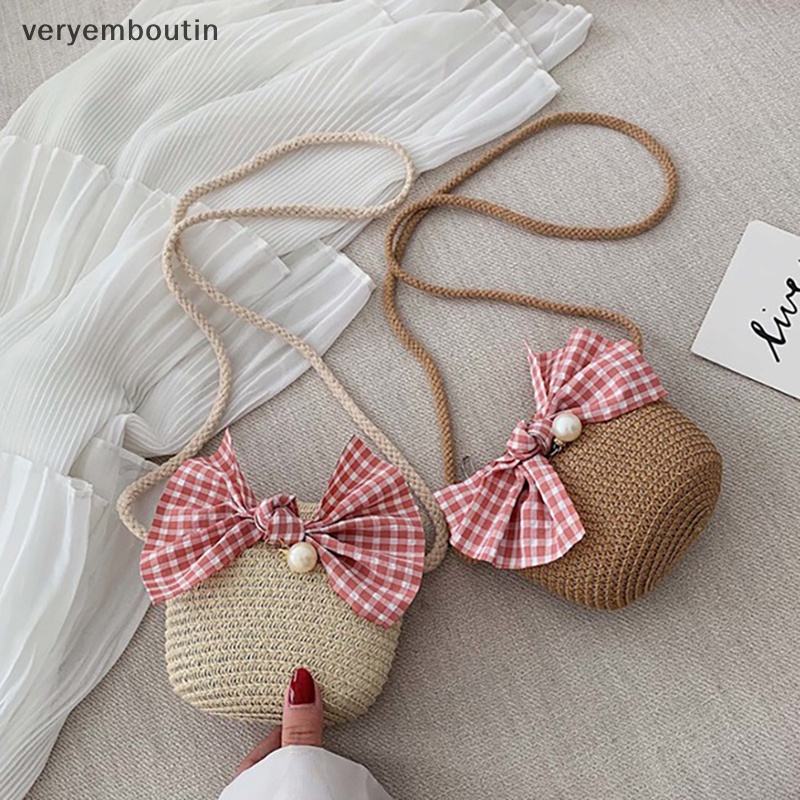 Túi Xách Công Chúa Đan Rơm Thủ Công Một Bên Vai Đựng Tiền Xu Tinh Tế in Họa Tiết Hoạt Hình Dễ Thương Cho Trẻ Em n