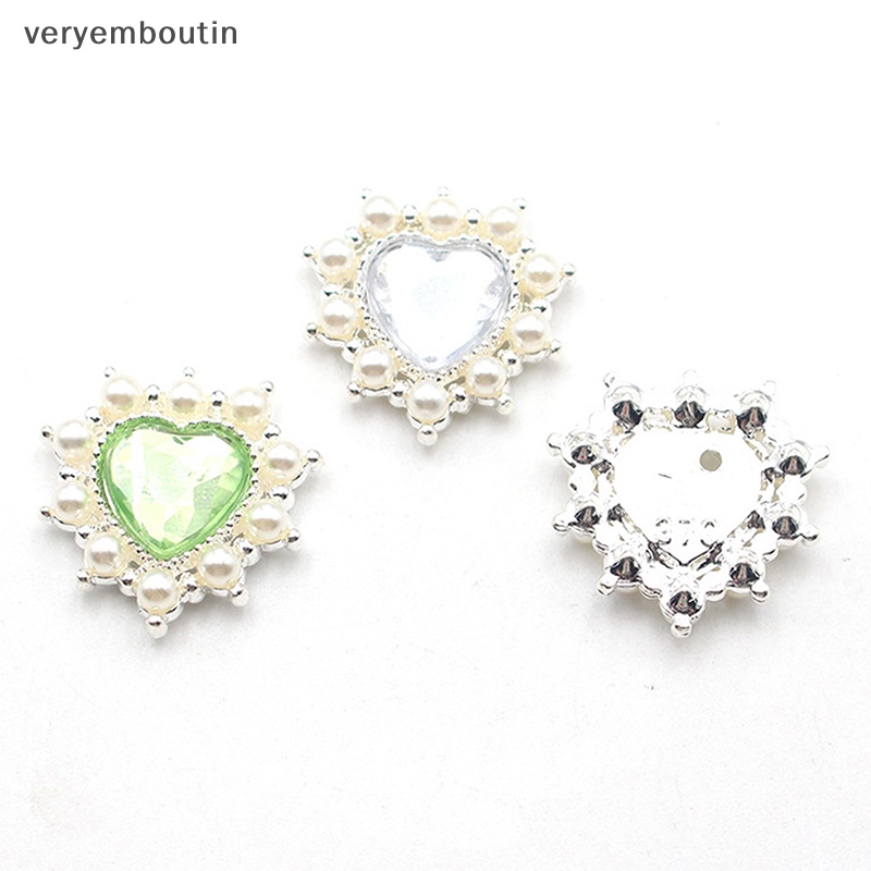 Nút Ngọc Trai Hình Trái Tim Bằng Hợp Kim Dùng Trang Trí Quần Áo DIY