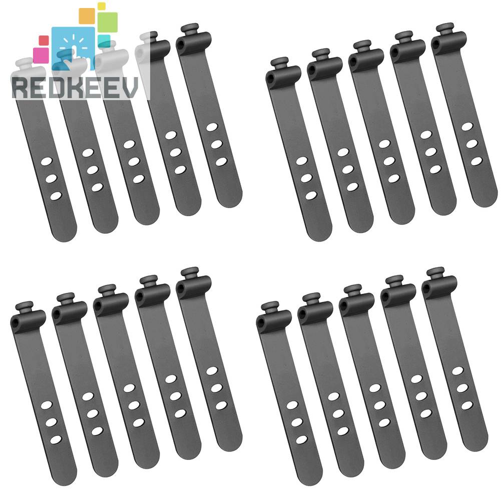 Set 20 Dây Silicone Buộc Dây Cáp 3 Lỗ Tái Sử Dụng Tiện Lợi