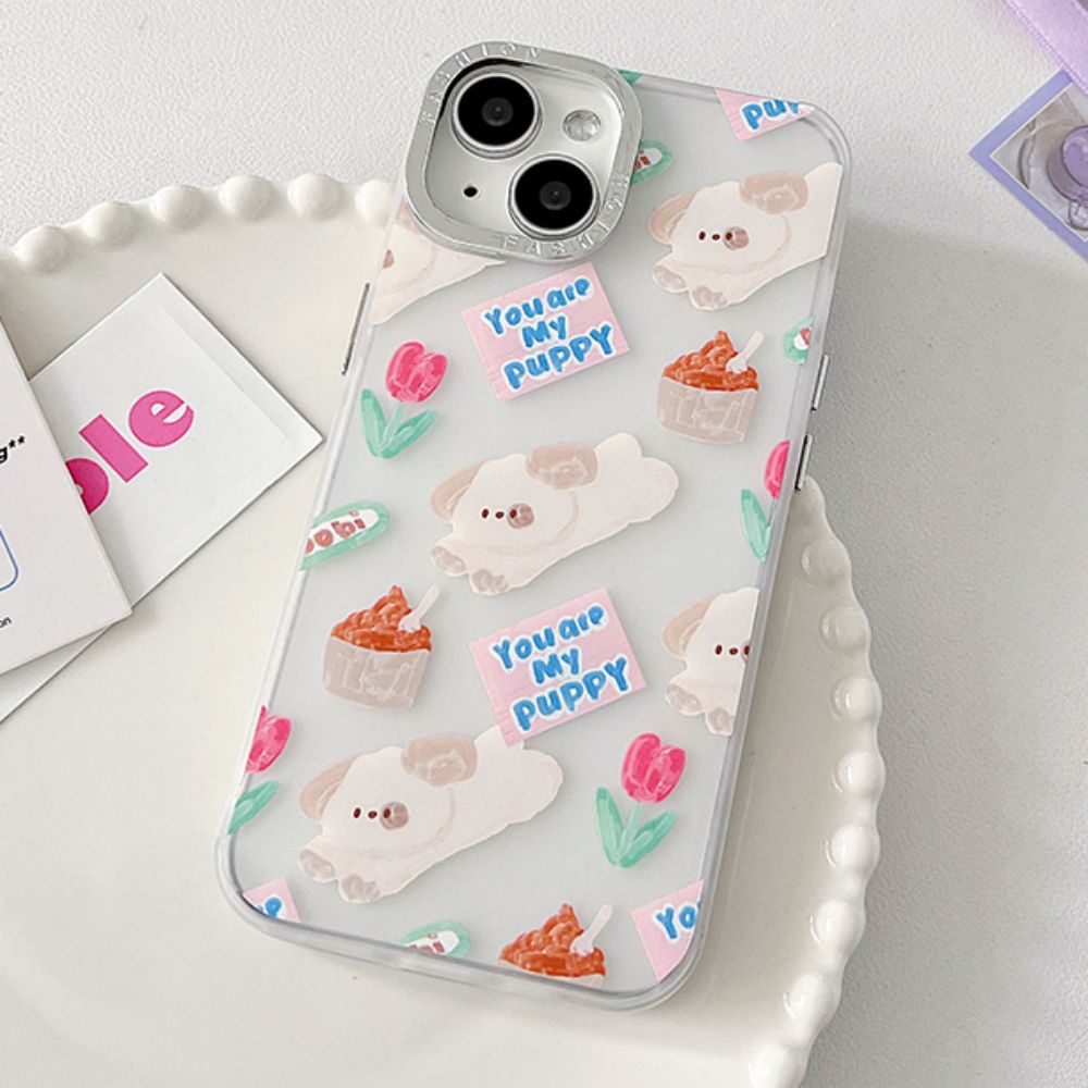 Ốp Điện Thoại TPU Mềm Chống Sốc Mạ Điện Họa Tiết Cún Hoạt Hình Dễ Thương Cho IPhone 14 13 12 11 Pro Max X XR 8 7 Plus