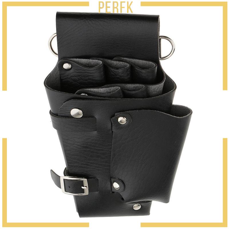 Túi Da PU Mềm Đeo Hông Đựng Kéo Cắt Tóc Màu Đen Chống Mài Mòn