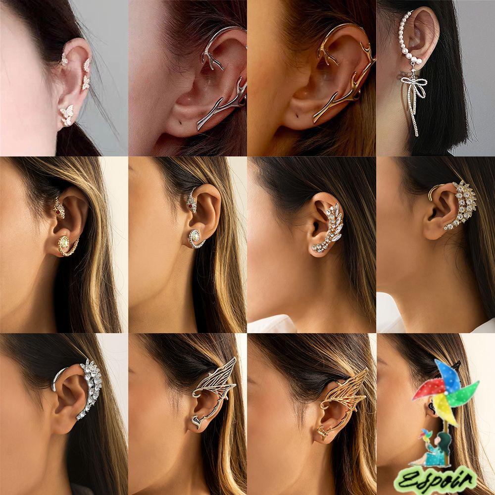 ESPO Khuyên Đeo Vành Tai Không Xỏ Lỗ Họa Tiết Hình Học Thời Trang Cho Nữ