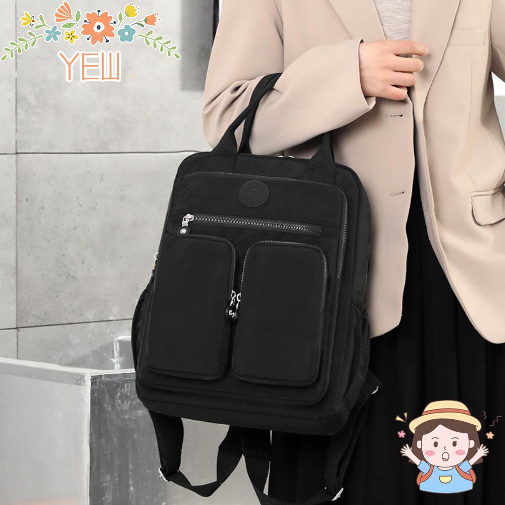 Ba Lô Đựng Laptop Bằng Nylon Chống Thấm Nước Tay Cầm Mềm Mại Nhiều Túi Có Khóa Kéo Thời Trang Cho Nữ