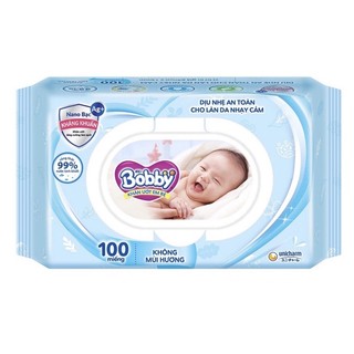 Khăn ướt bobby không mùi 80/100 miếng