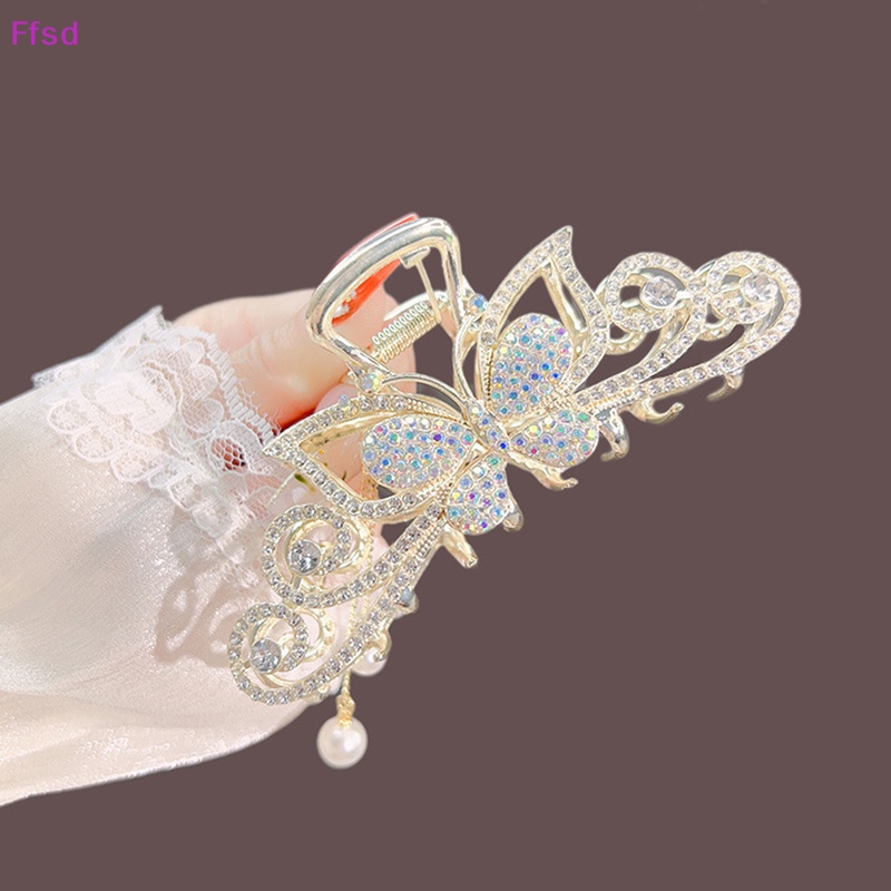 {Ffsd} Kẹp Tóc Dạng Hạt Kim Cương Hình Bướm Rỗng Cao Cấp Thời Trang * Hàng Bán Chạy