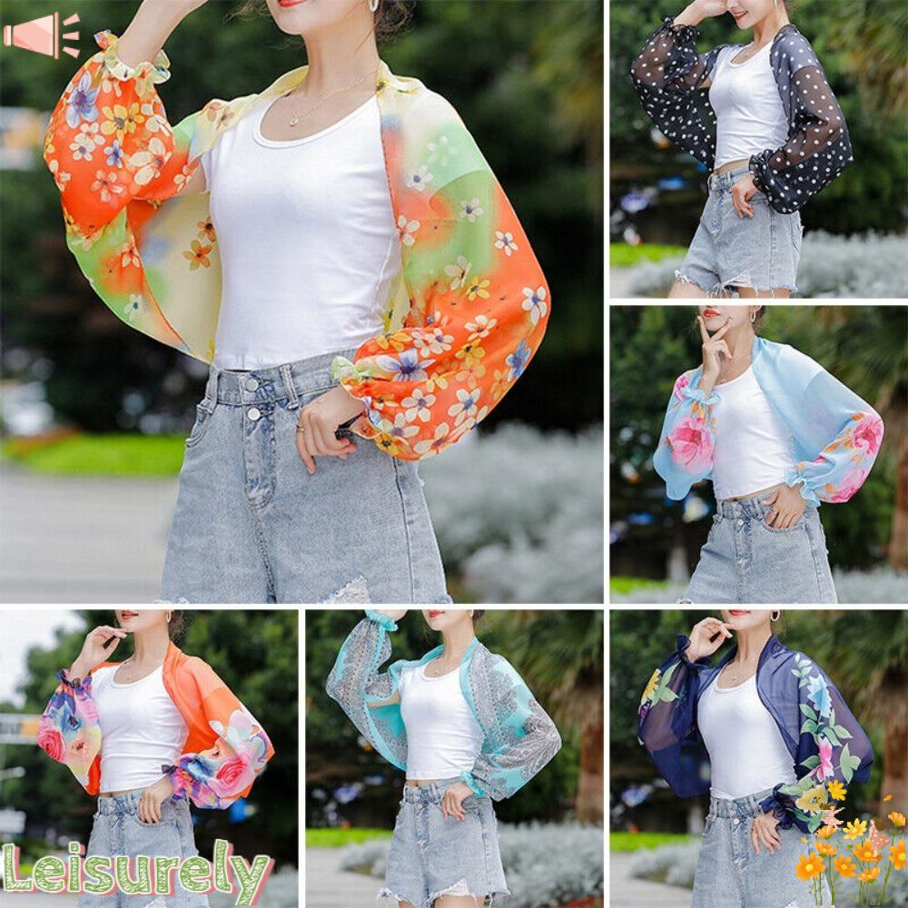 LEILY Áo Chiffon Tay Dài Chống Tia UV Họa Tiết Hoa Thời Trang Mùa Hè 2023 60-80cm