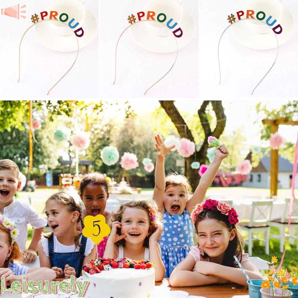 LEILY Băng Đô Cài Tóc Màu Sắc Cầu Vồng / Vàng / Bạc Tinh Tế In Chữ Thời Trang Cho Nữ