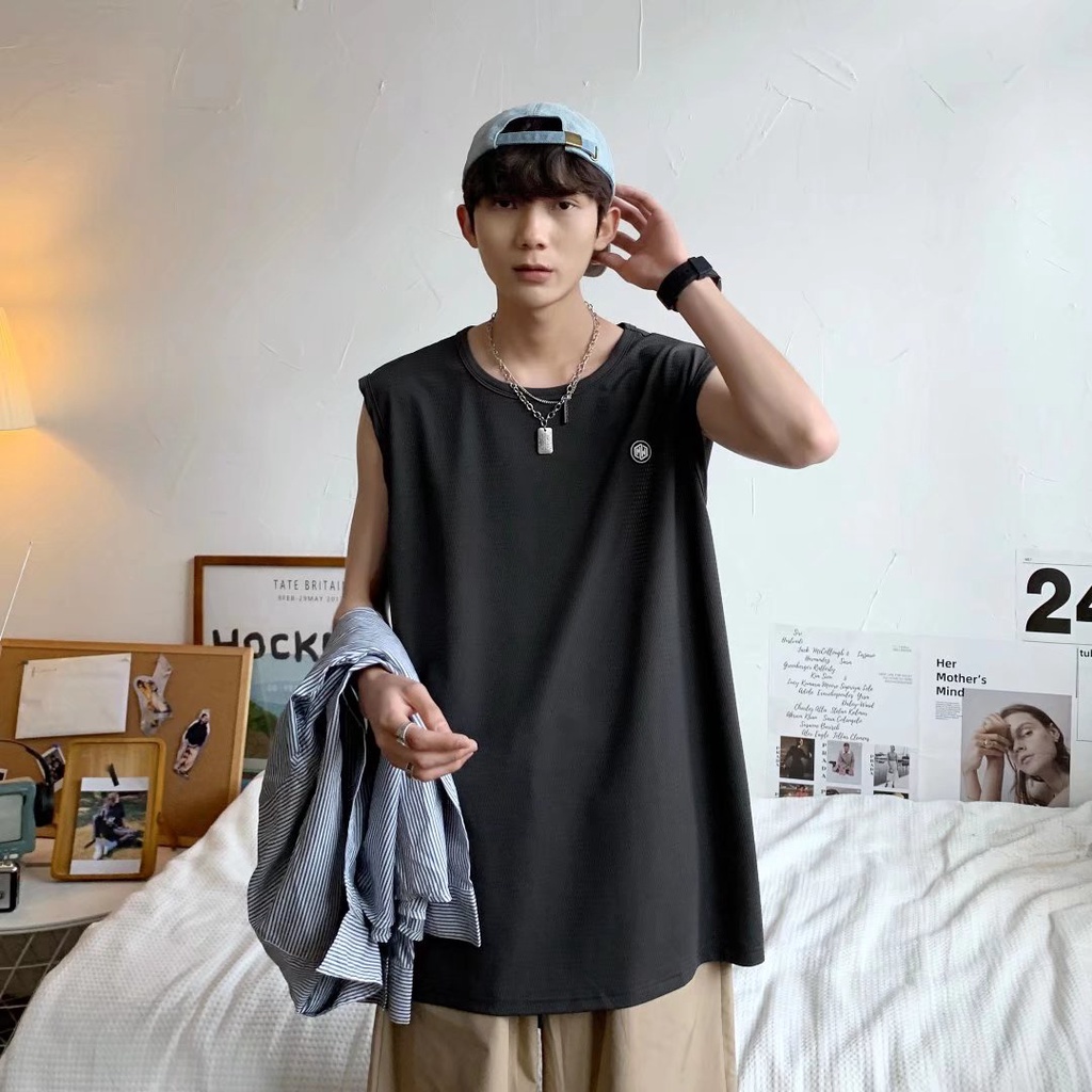 Áo Thun Cotton Không Tay Dáng Rộng Phong Cách Đường Phố Mỹ Thời Trang Mùa Hè Cho Nam