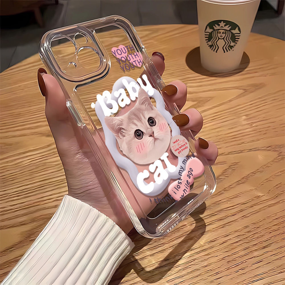 Ốp Điện Thoại Mềm In Hình Đầu Mèo Cho iPhone14Promax 71113 12 6CI9