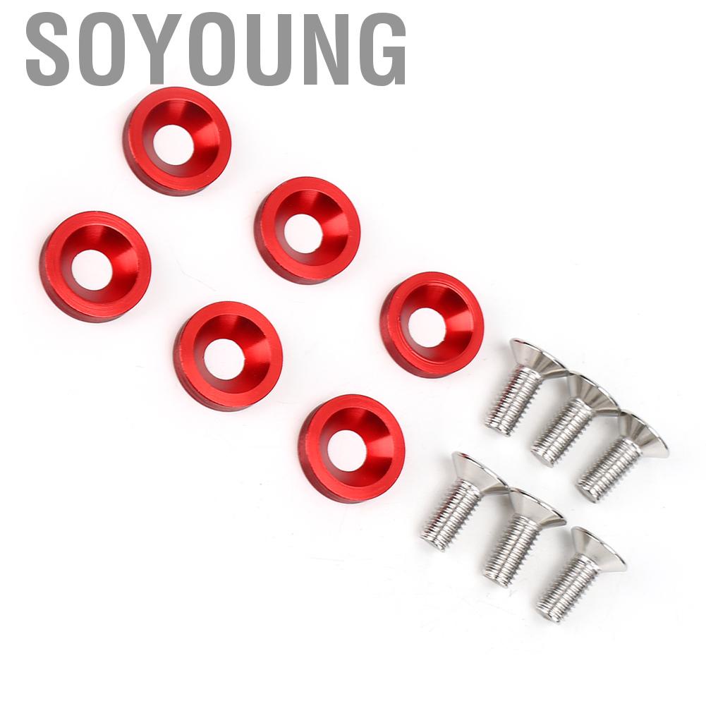Soyoung 6pcs M8 Decorative Red Washers Screws Universal for Automobile Car  Bumper Engine Cover Auto Accessories