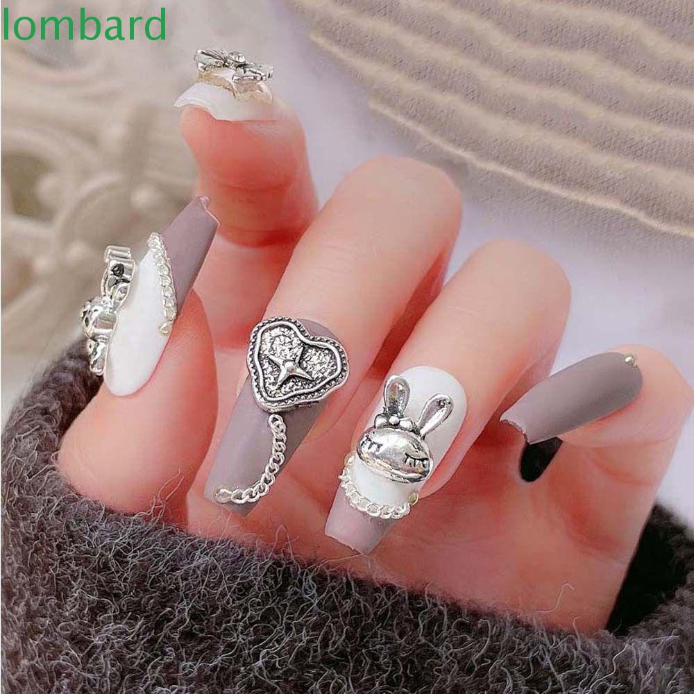 LOMBARD Phụ Kiện Trang Trí Móng Tay 3D Bằng Hợp Kim Phong Cách Cổ Điển