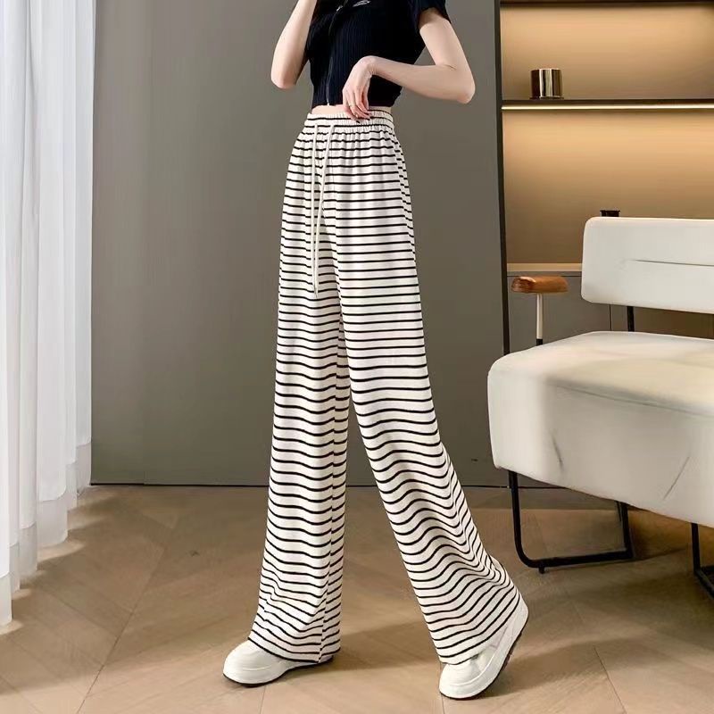 Quần Ống Rộng Lưng Cao Họa Tiết Ngựa Vằn Màu Trắng Đen Cho Nữ