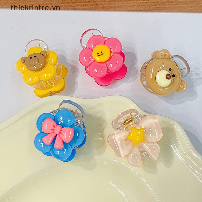 Kẹp Tóc Hình Chú Gấu Và Hoa Mini Dễ Thương Cho Bé Gái