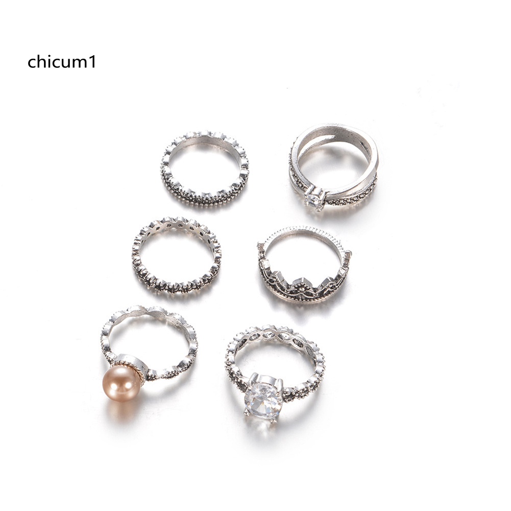 Set 6 Nhẫn Đeo Khớp Ngón Tay Phong Cách Retro