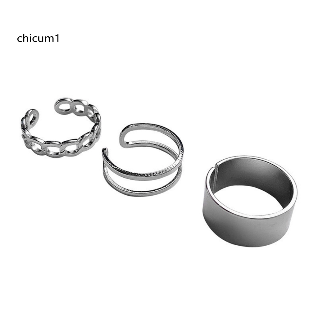Bộ 3 Nhẫn Hợp Kim Có Thể Điều Chỉnh Phong Cách Punk Hip Hop Cho Nữ