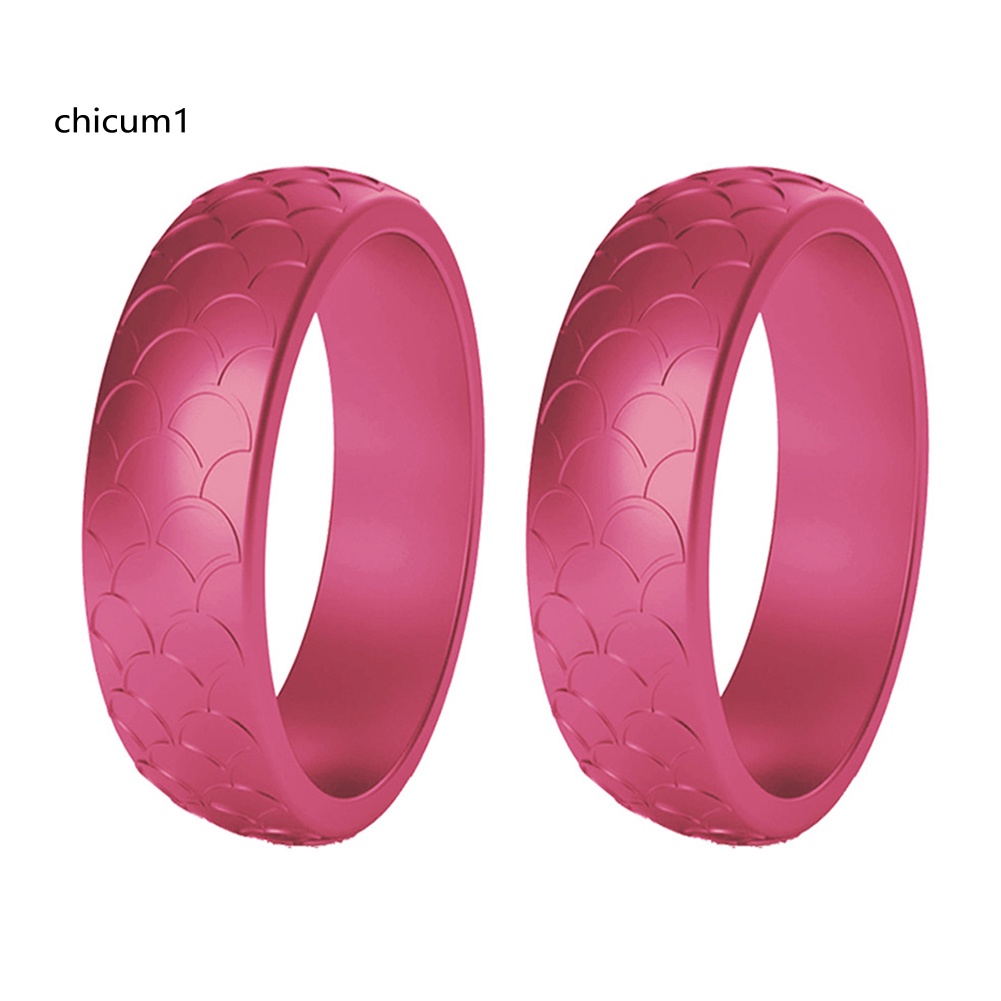 Set 2 Nhẫn Silicone Họa Tiết Vảy Cá Cho Nữ
