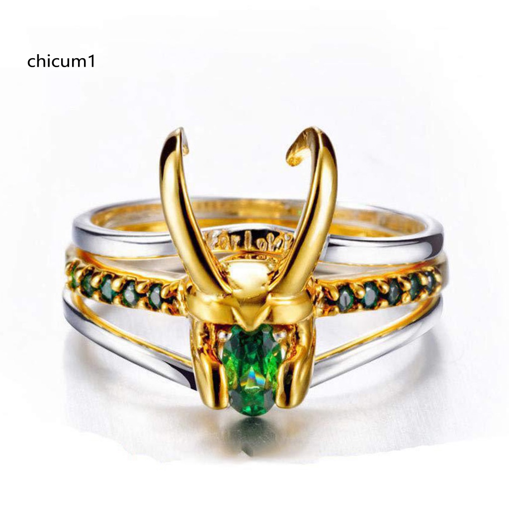 Set 3 Nhẫn Đeo Tay 3 Trong 1 Hình Nón Bảo Hiểm Có Thể Tháo Rời Đính Đá Zirconia Màu Xanh Lá