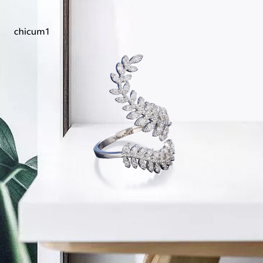 Nhẫn Đeo Tay CC Hình Chiếc Lá Màu Sắc Duyên Dáng Có Thể Điều Chỉnh Kích Thước