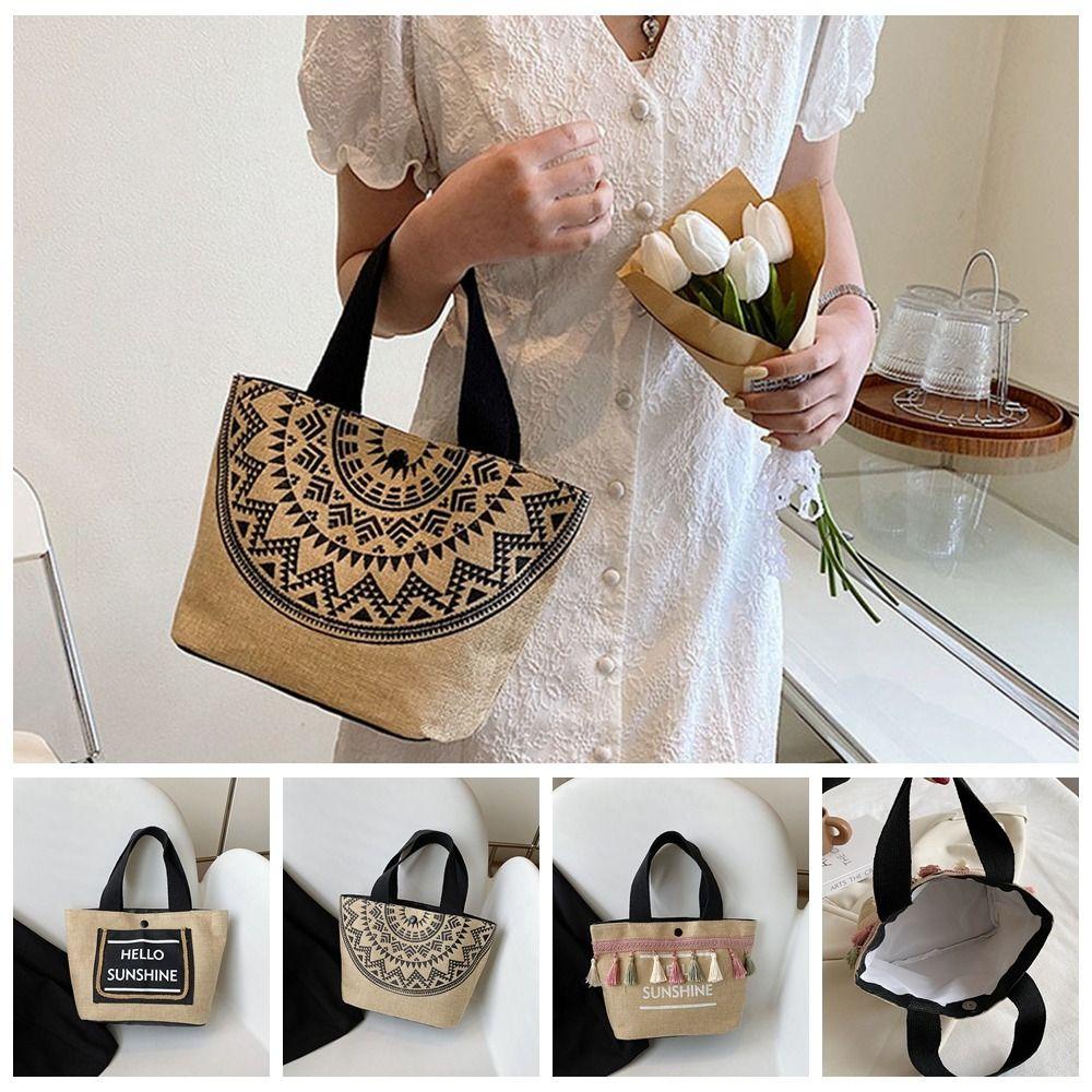 LOMBARD Túi Xách Vải Canvas Cỡ Lớn Phối Tua Rua Đa Năng Phong Cách Nhật Bản