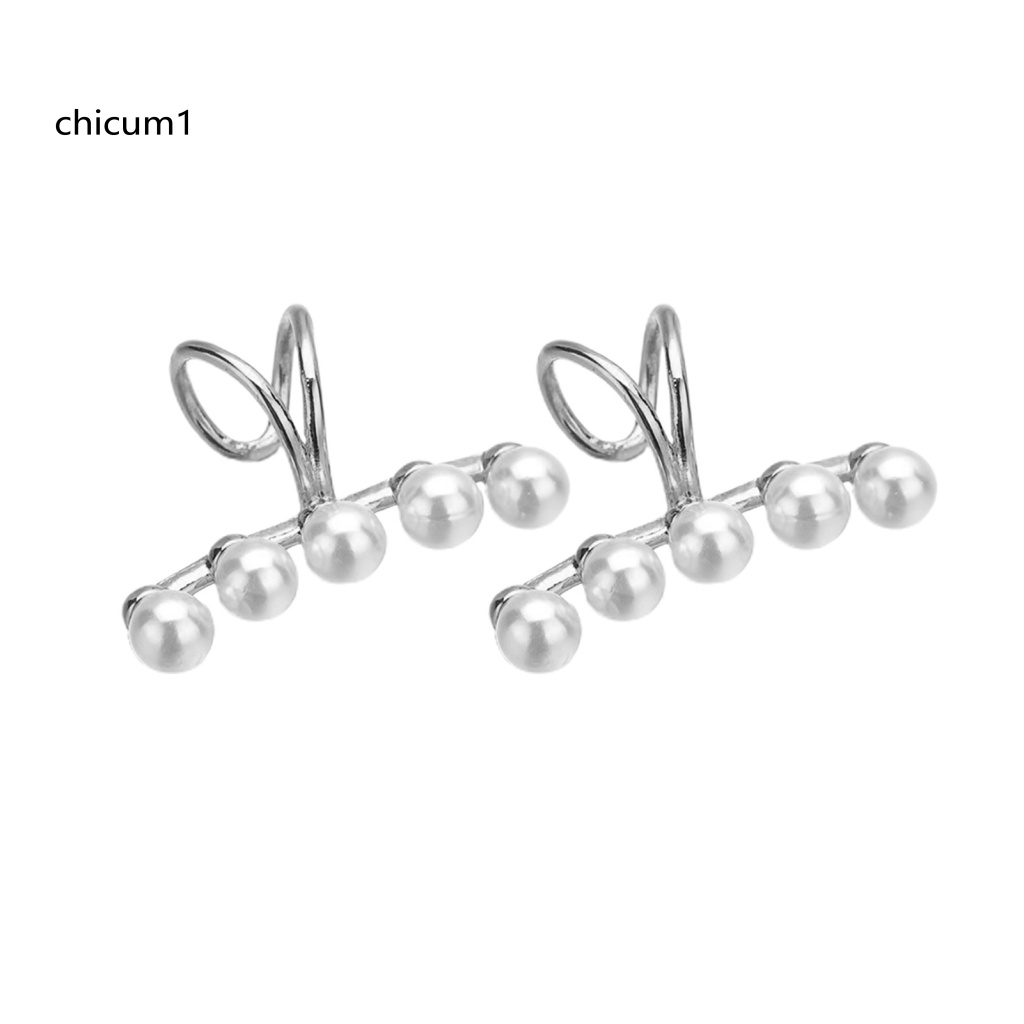 Khuyên Kẹp Vành Tai Đính Ngọc Trai Nhân Tạo Thời Trang Dự Tiệc Cho Nữ