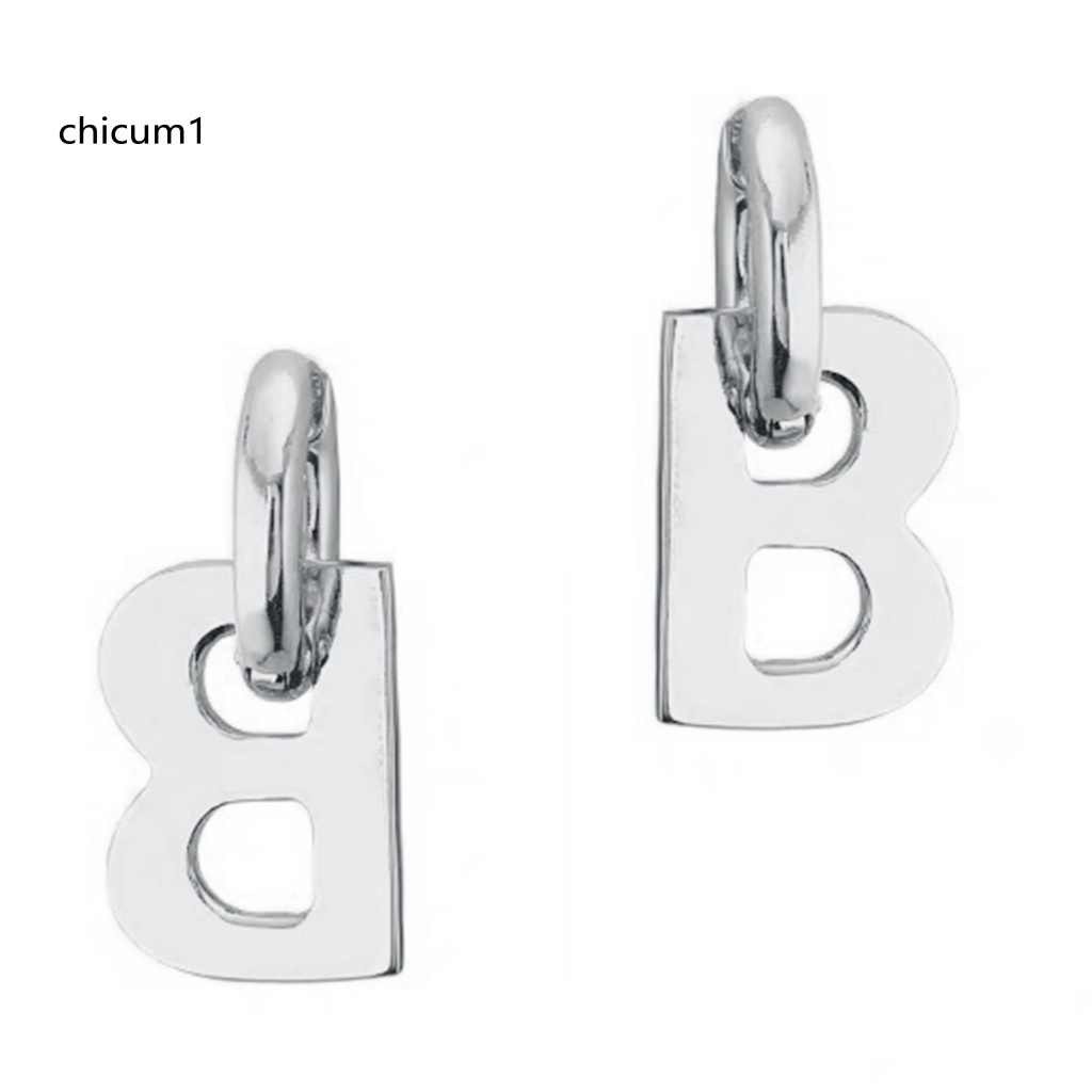 1 Đôi Khuyên Tai Kim Loại Hình Chữ B Độc Đáo