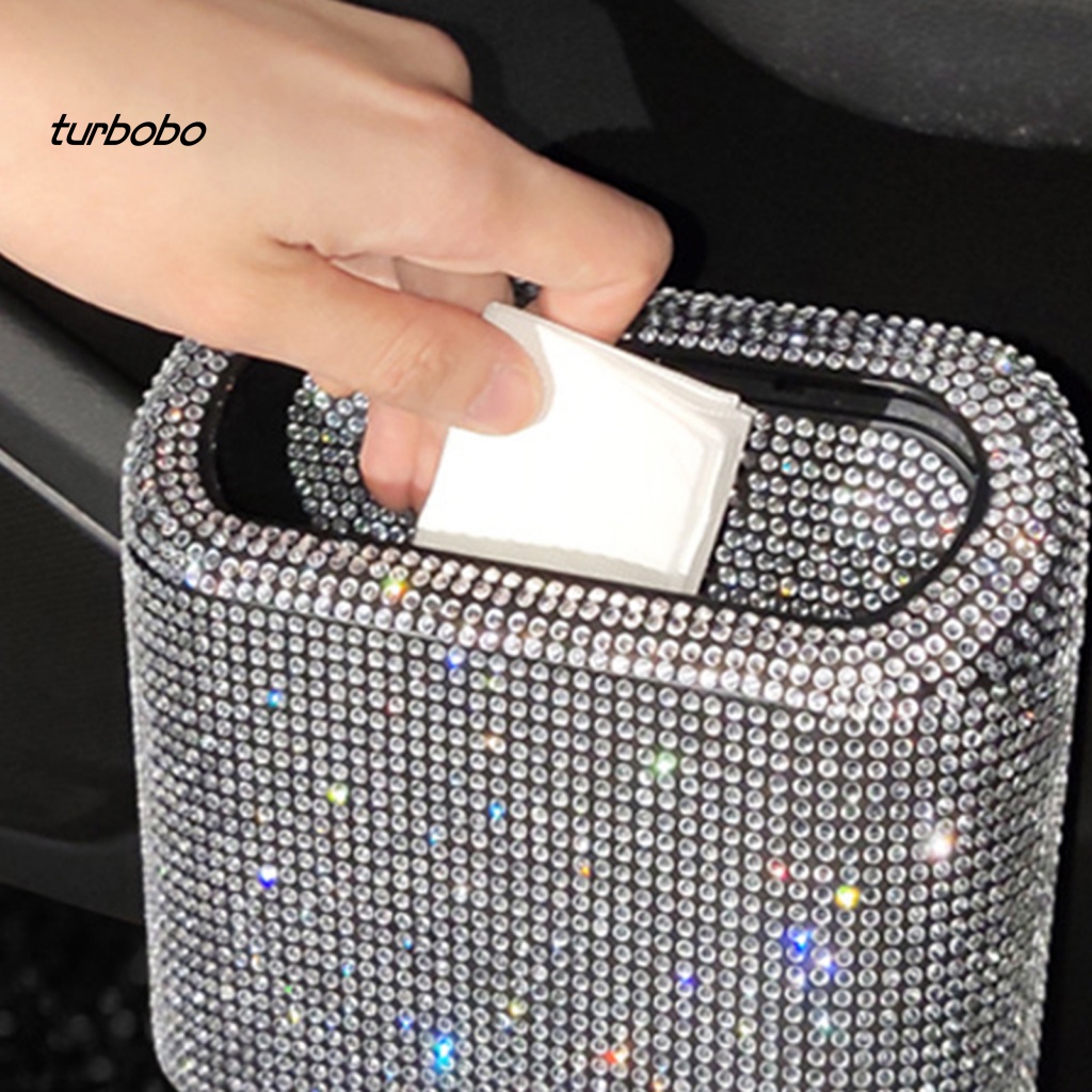 Thùng Rác Hình Vuông Đính Đá Lấp Lánh Dành Cho Xe Hơi