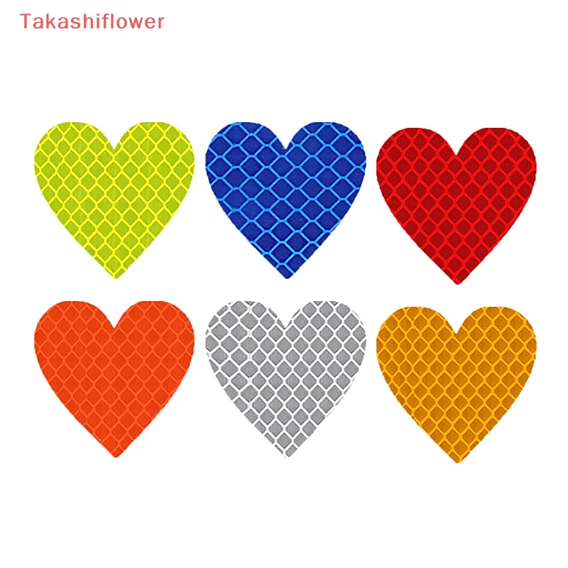 Bộ 6 Miếng Dán Phản Quang Cảnh Báo An Toàn Hình Trái Tim Cho Xe Hơi