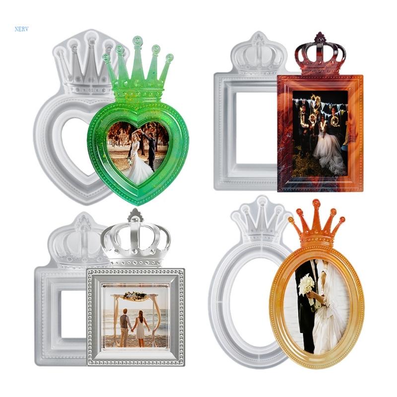 Khuôn Silicone Làm Khung Ảnh Hình Vuông / Oval / Trái Tim DIY Để Bàn Trang Trí