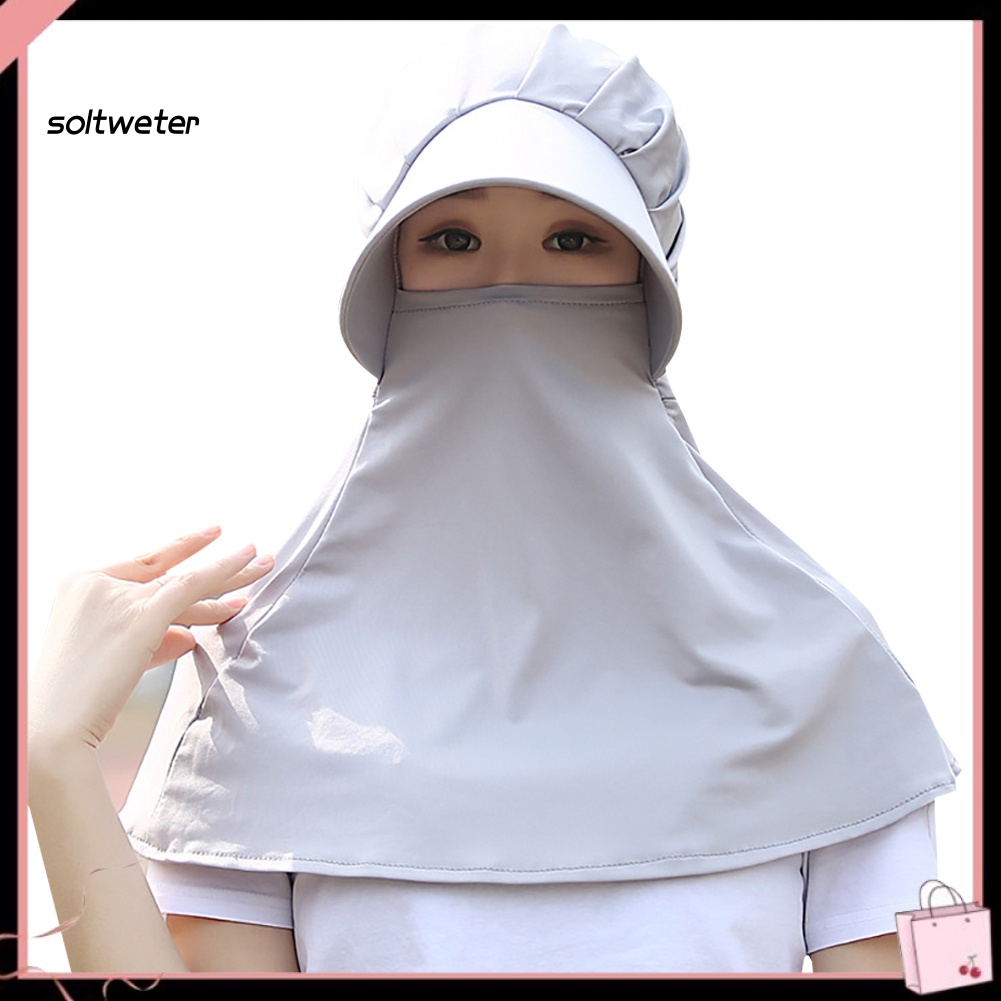 Mũ Che Mặt Và Cổ Chống Tia UV Màu Trơn Có Thể Gấp Gọn Cho Người Lớn Và Trẻ Em