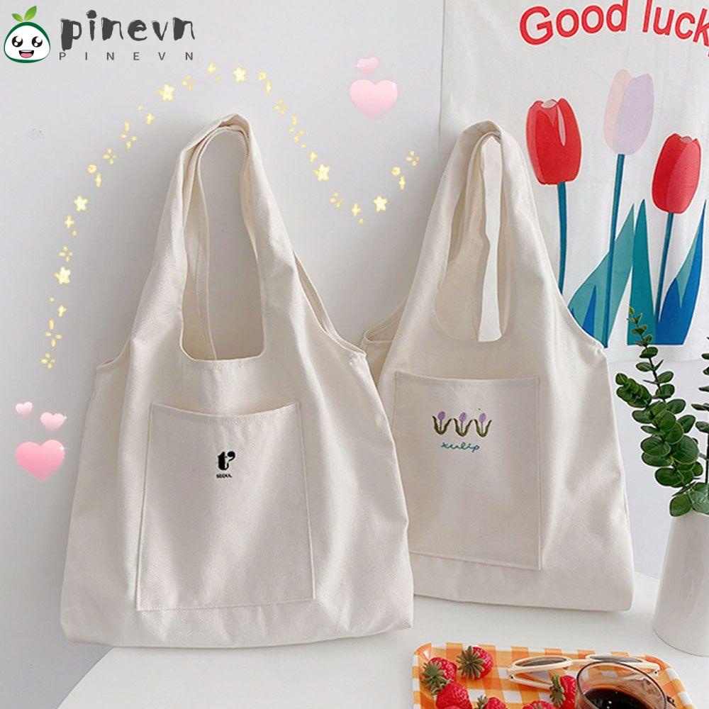 PINEVN Túi Xách Canvas Phong Cách Nhật Bản Đơn Giản Cho Nữ