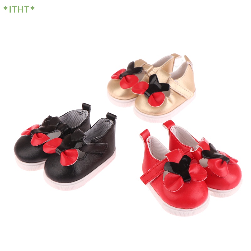 1 Đôi Giày Búp Bê Quai Dán Đính Nơ Xinh Xắn Cho Bé Gái 18inch Mới
